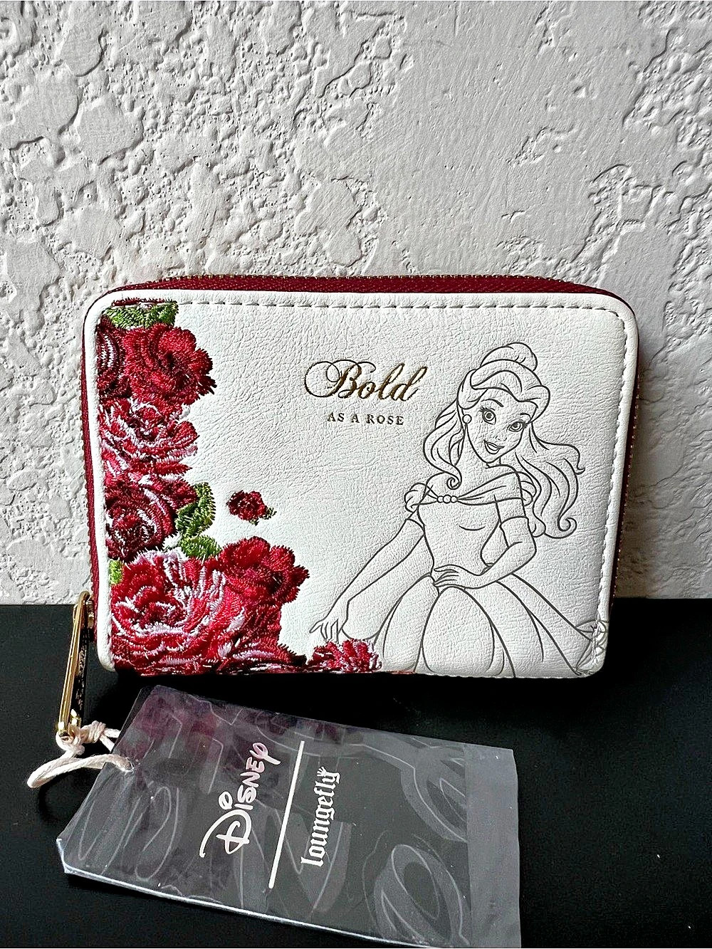 *RARE* Loungefly Disney Beauty and The Beast Belle Floral Bold Rose Zip Wallet